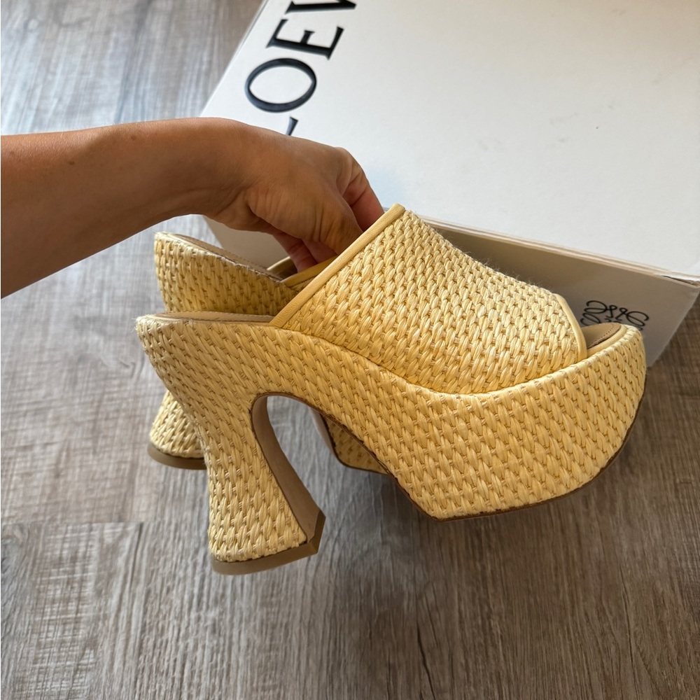 LOEWE  x Paula's Ibiza Raffia Platform Mules | Size 38